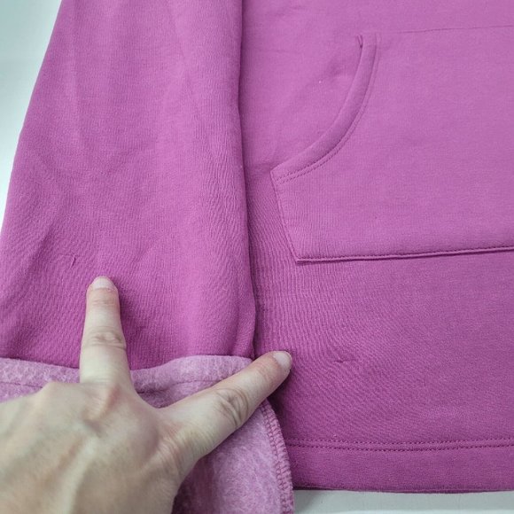 Pajamagram Sweatshirt Women M Pink Fleece Funnel Neck Long Sleeve Pullover - Picture 8 of 13